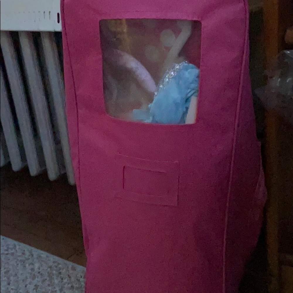 AGD carrier and some doll clothes with a bed